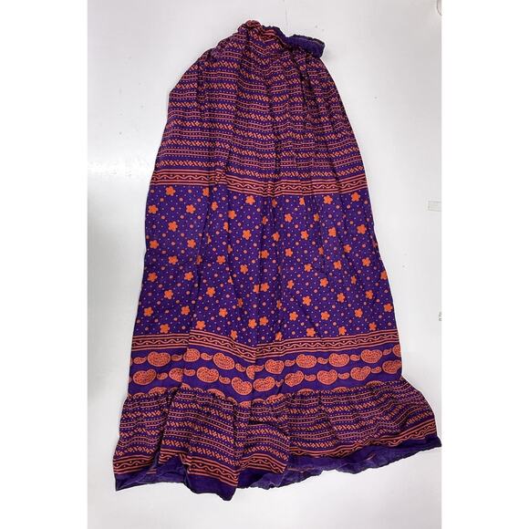 Unbranded Womens Skirt Size Unknown Purple Orange Maxi Elastic Waisted Vintage - Picture 6 of 9
